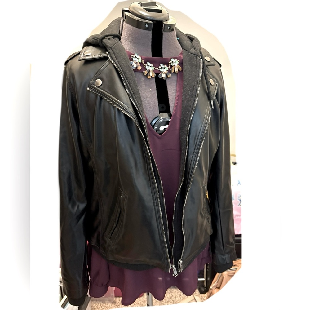 Torrid Faux Leather Moto Jacket with Hood